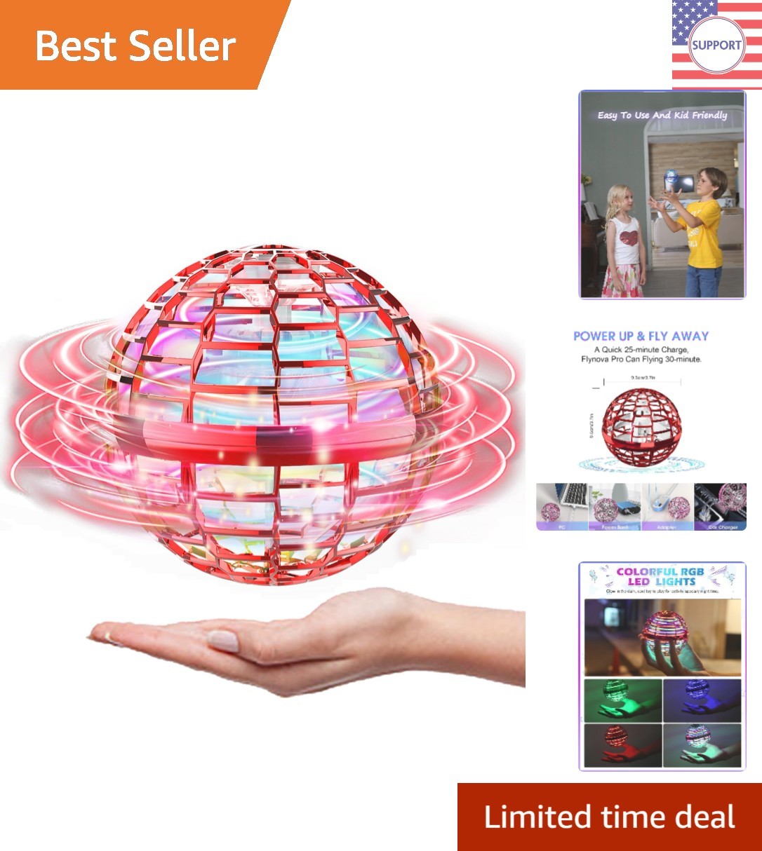 Safe Mini Drone for Kids with RGB Lights - Interactive Flying Ball Toy!
