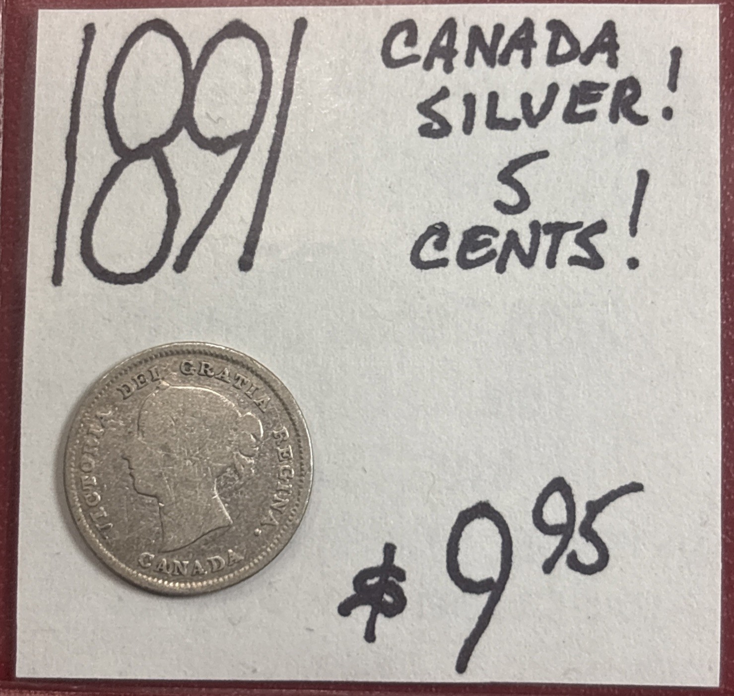 1891 Canada Silver 5 Cent Coin! ENN Coins