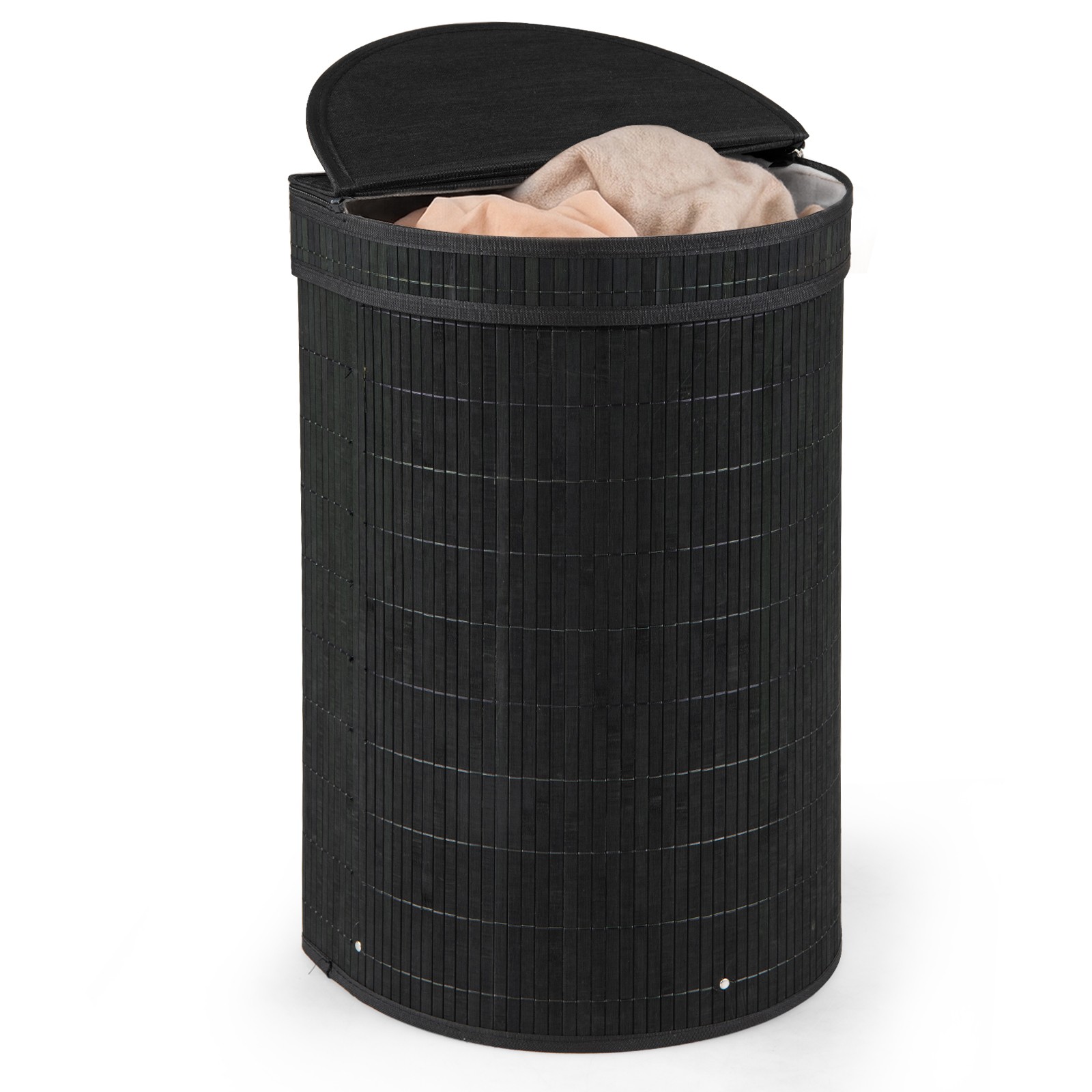 16 Gal Capacity Clothes Hamper w/Removable Liner, Metal Frame, Zippered Lid