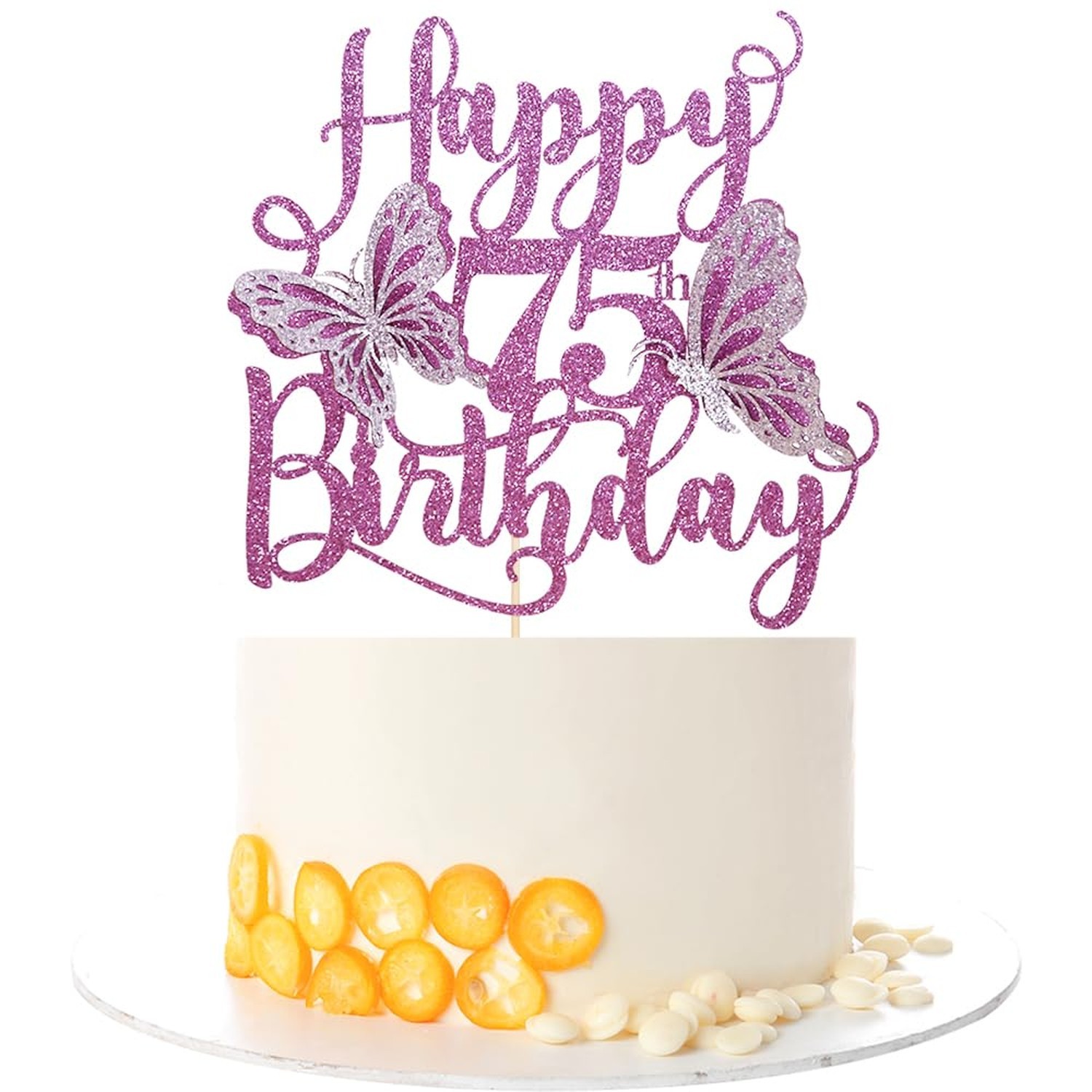 Kaoenla Butterfly Happy 75th Birthday Cake Topper-3D Butterfly theme 75 years...