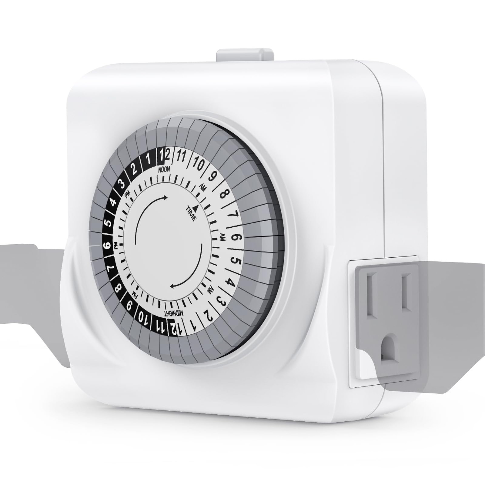 Timers for Electrical Outlets Indoor, Dual 3 Prong Outlet, 1 Pack, White