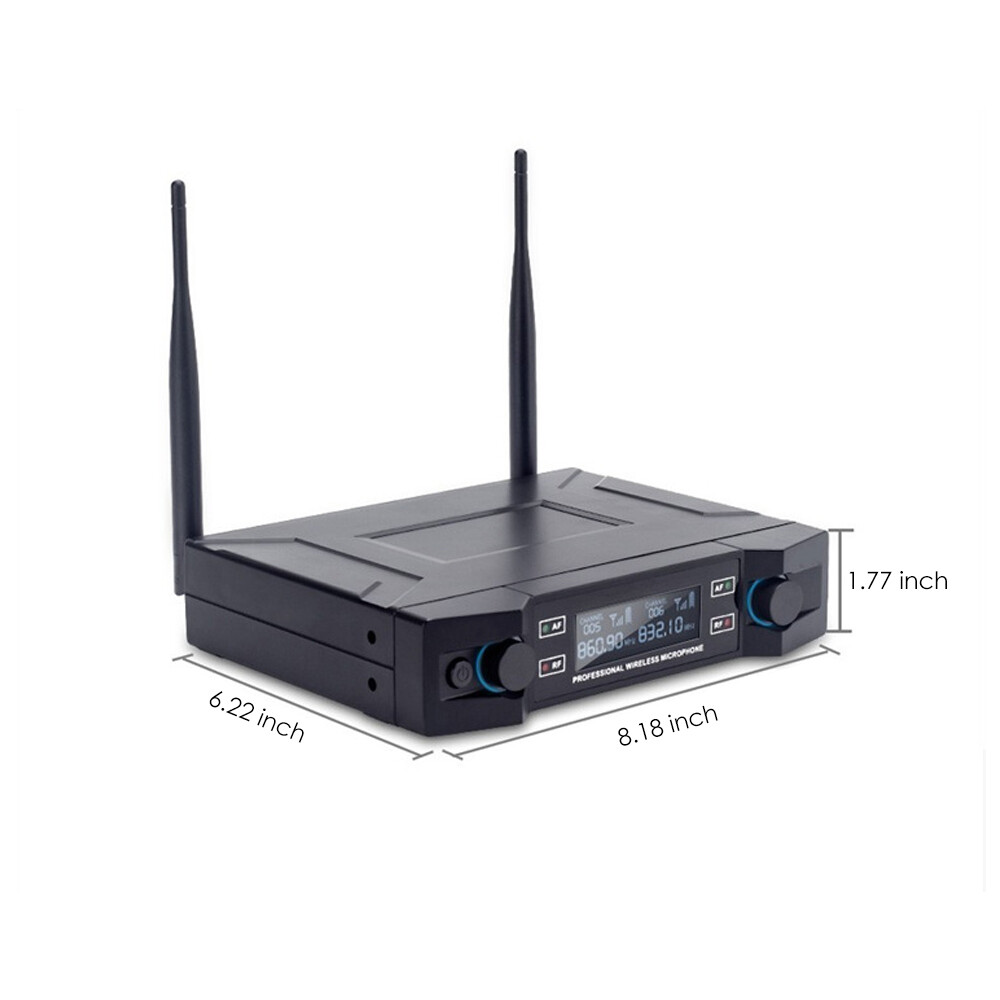 Pro 2 Channel UHF Wireless Dual Microphone Cordless Handheld Mic System For Home