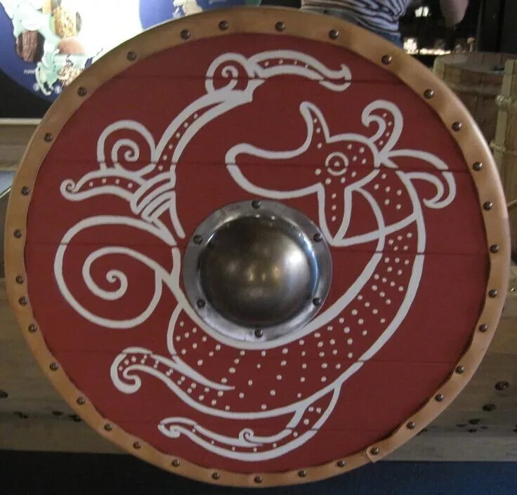 Medieval Warrior Shield Round Viking DRAGON Battle Design Shield Wooden 24"