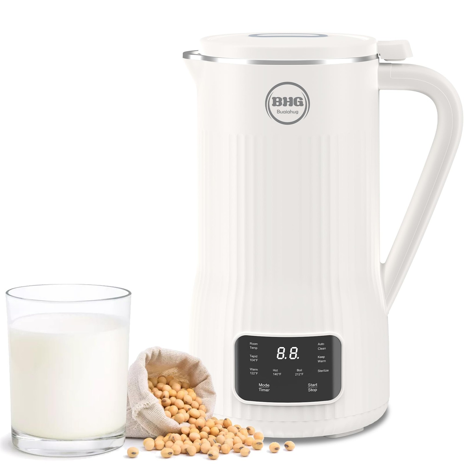 BUAIAHUG Nut Milk Maker Machine 20oz – Upgraded 10-Blade Almond, Soy & Oat Milk