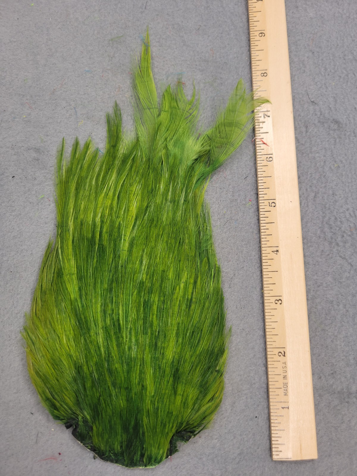 Lot 291, Grade B, DYED OLIVE  India Rooster Streamer Neck Cape Feathers