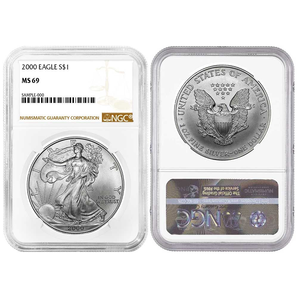2000 $1 American Silver Eagle NGC MS69 Brown Label