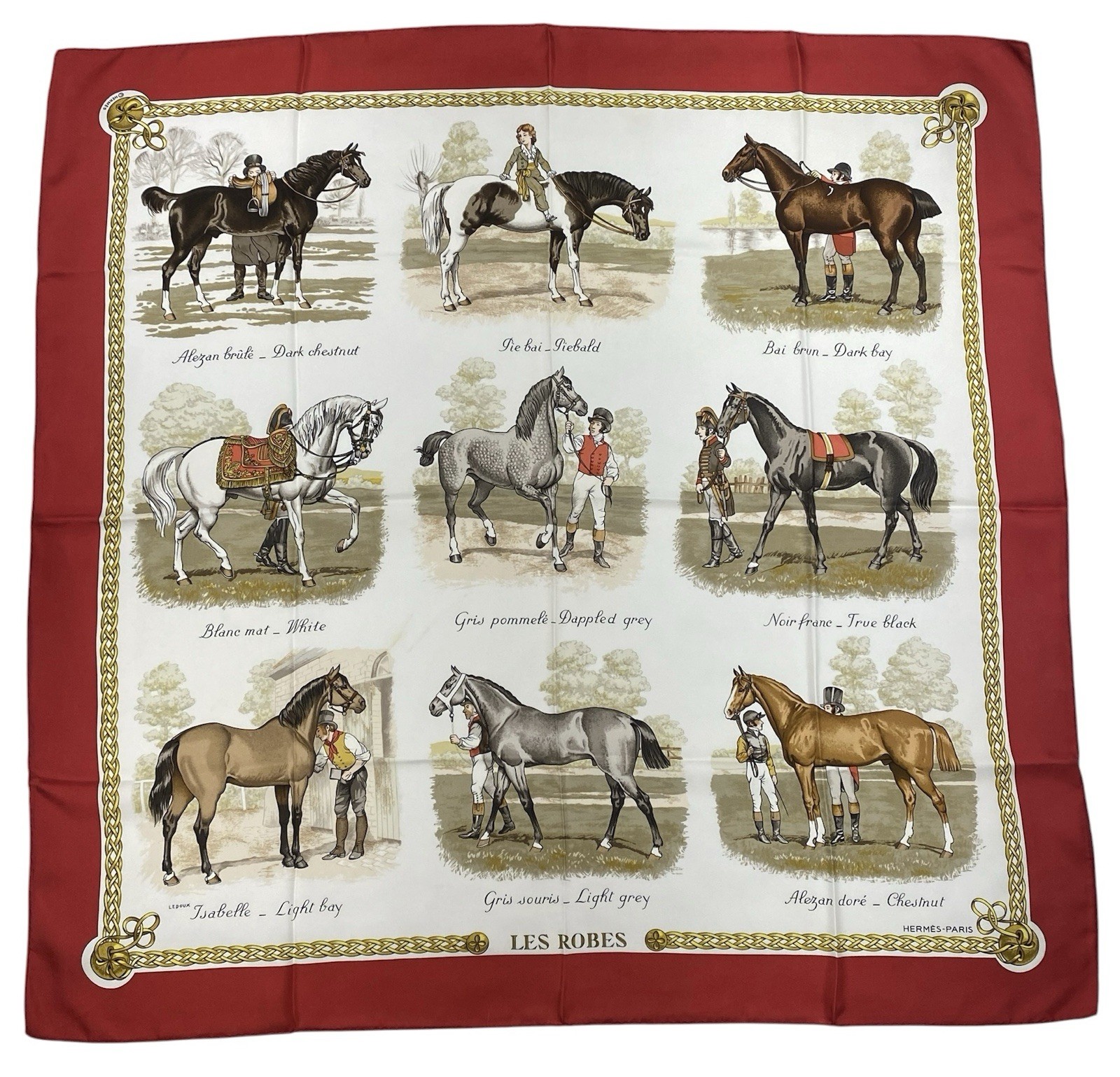 Hermes Silk Scarf Les Robes Carre 90 Philippe Ledoux Red