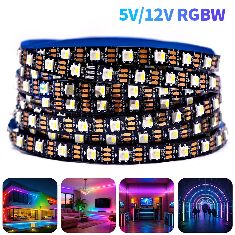 DC5V 12V SK6812 IC 5050 RGBW 4in1 LED Strip Lights Pixel Individual Addressable