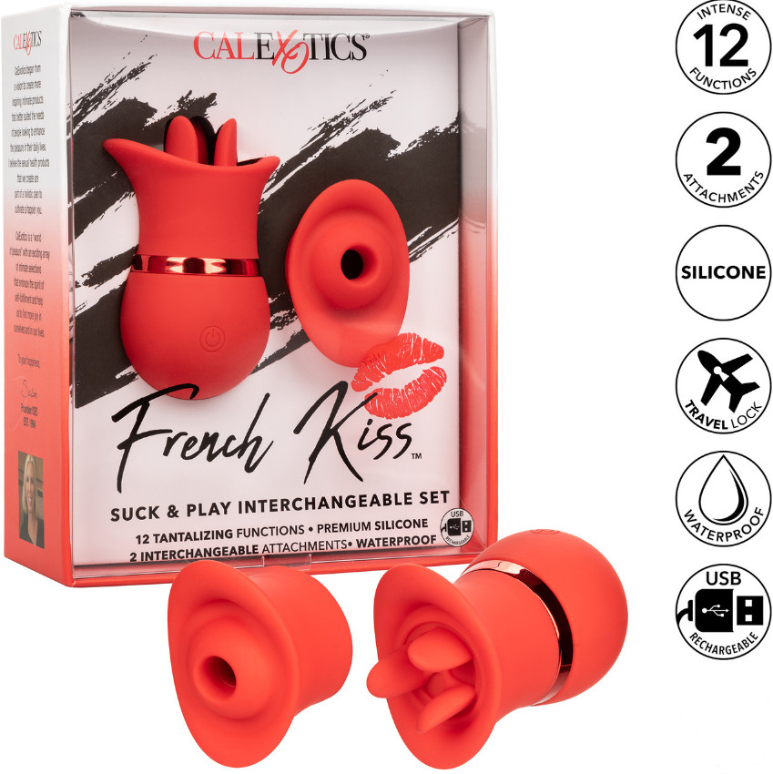 FRENCH KISS SUCK & PLAY RECHARGEABLE WATERPROOF SILICONE INTERCHANGEABLE SET