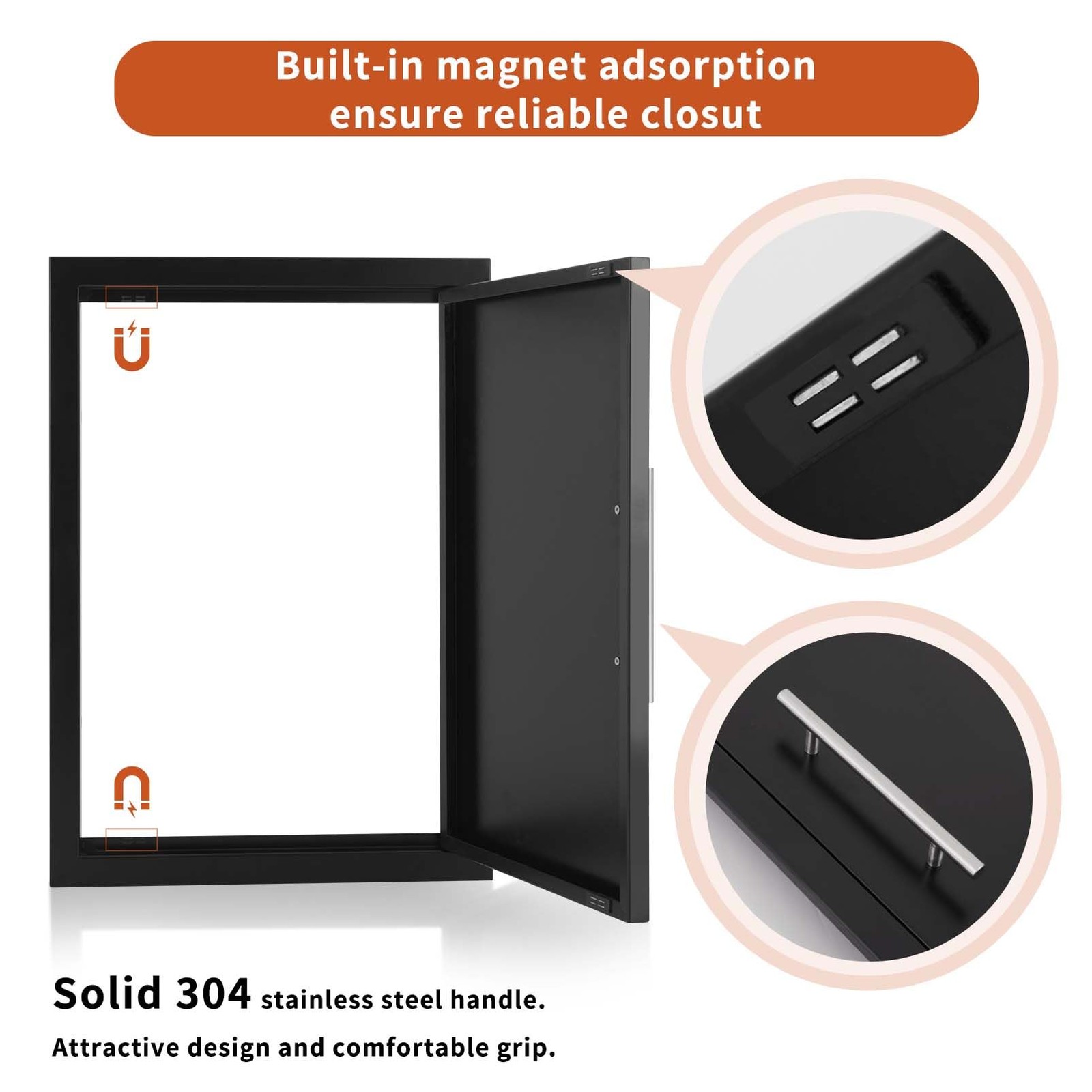 Outdoor Kitchen Doors 17" W X 24" H Single Doors 1.2mm Thickness Stainless St...