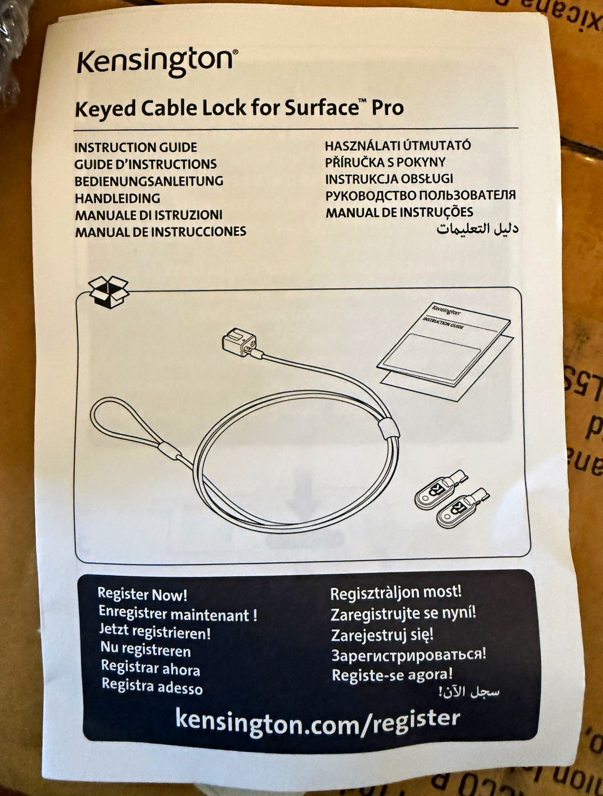 Kensington Keyed Cable Key Lock Kit for Microsoft Surface Pro