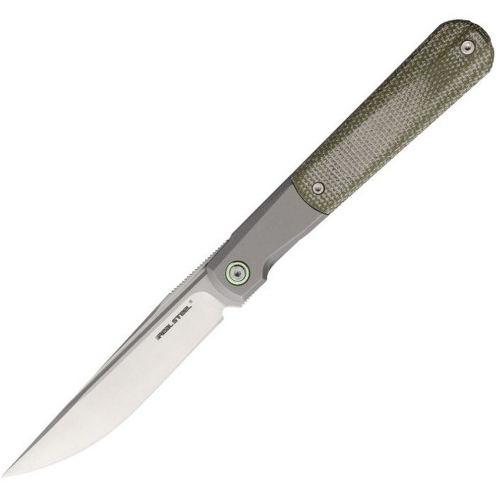 Real Steel Barlow RB-7 S35VN Blade Gray Titanium Handle Folding Knife - 7891