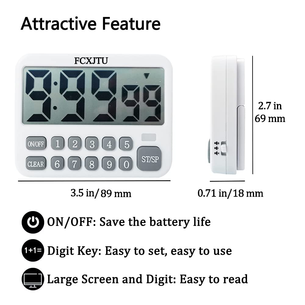Digital Kitchen Timer, Large Display Countdown/Up Timer with Digits Directly ...