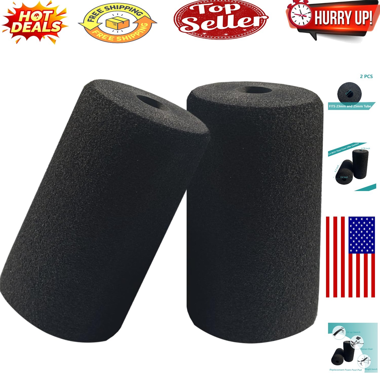 Comfortable Foam Pad Rollers for Inversion Tables and Weight Benches - 2 Pcs