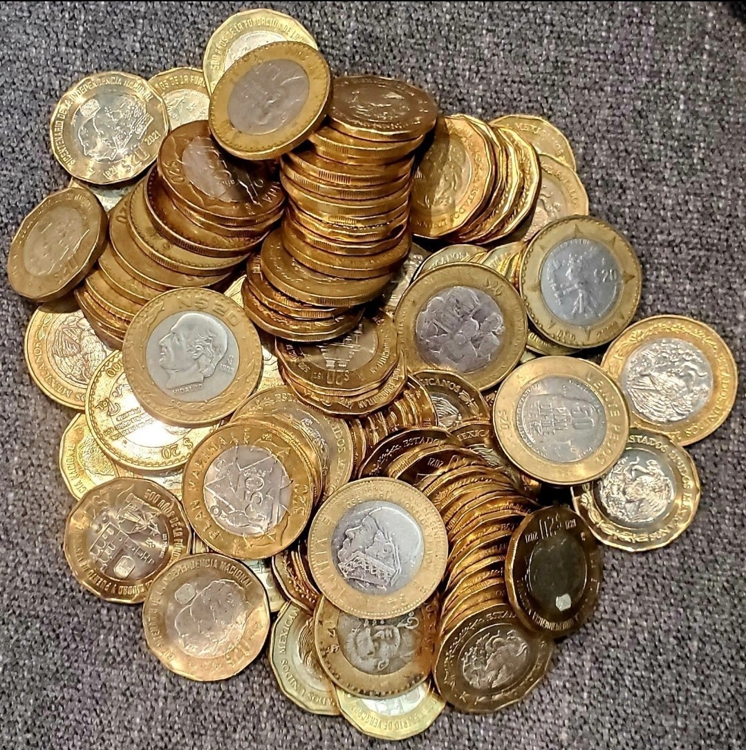 1 One GrabBag Twenty Veinte $20 Pesos Moneda Coin Mexicano México 1992-2021 Gold