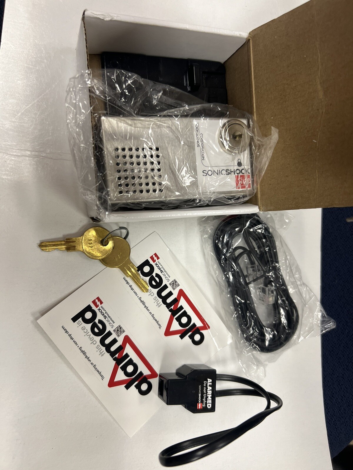 Sonic Shock 5 Commercial Kit Alarm System with key code open box