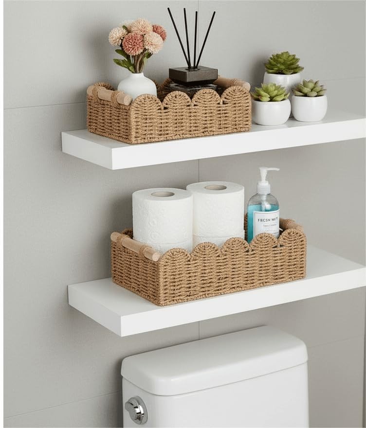 Scalloped Storage Basket for Over Shelves