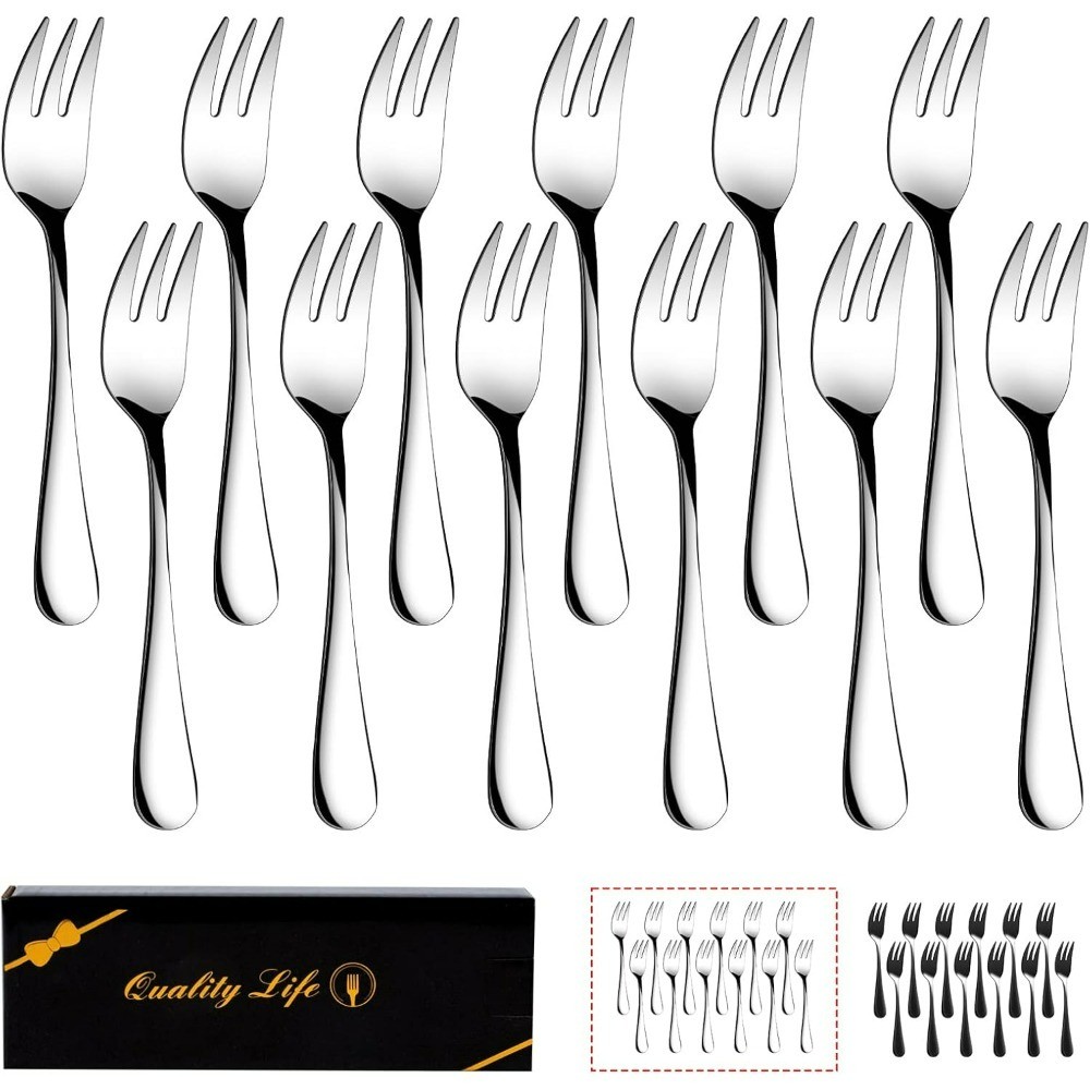 Stainless Steel Dessert Forks Set of 12 Small 5.5 Inch Cocktail Appetizer Fruit