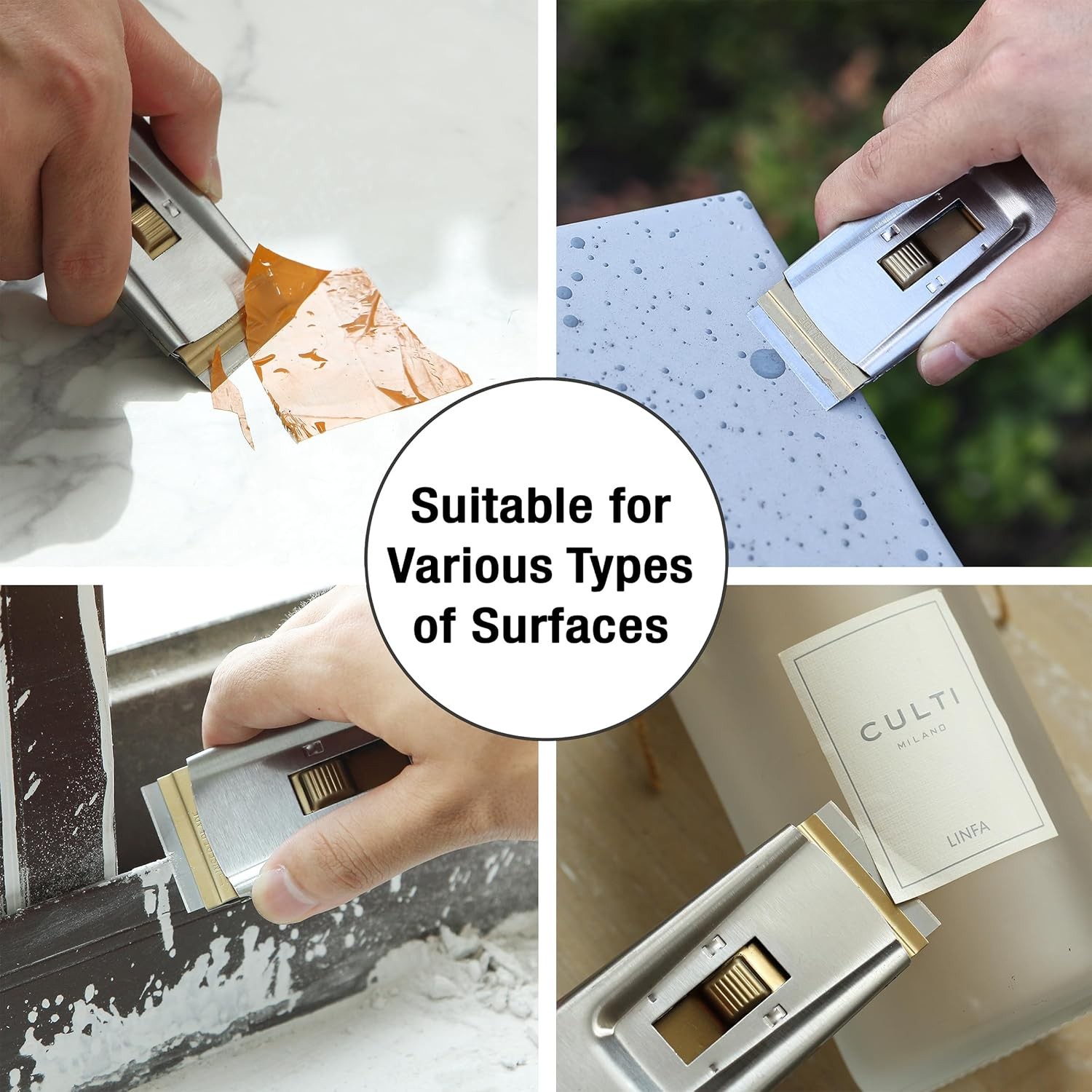 Metal Razor Blade Scraper, 2 Pack, 30 Extra Blades, Scraper for Cleaning, Glass