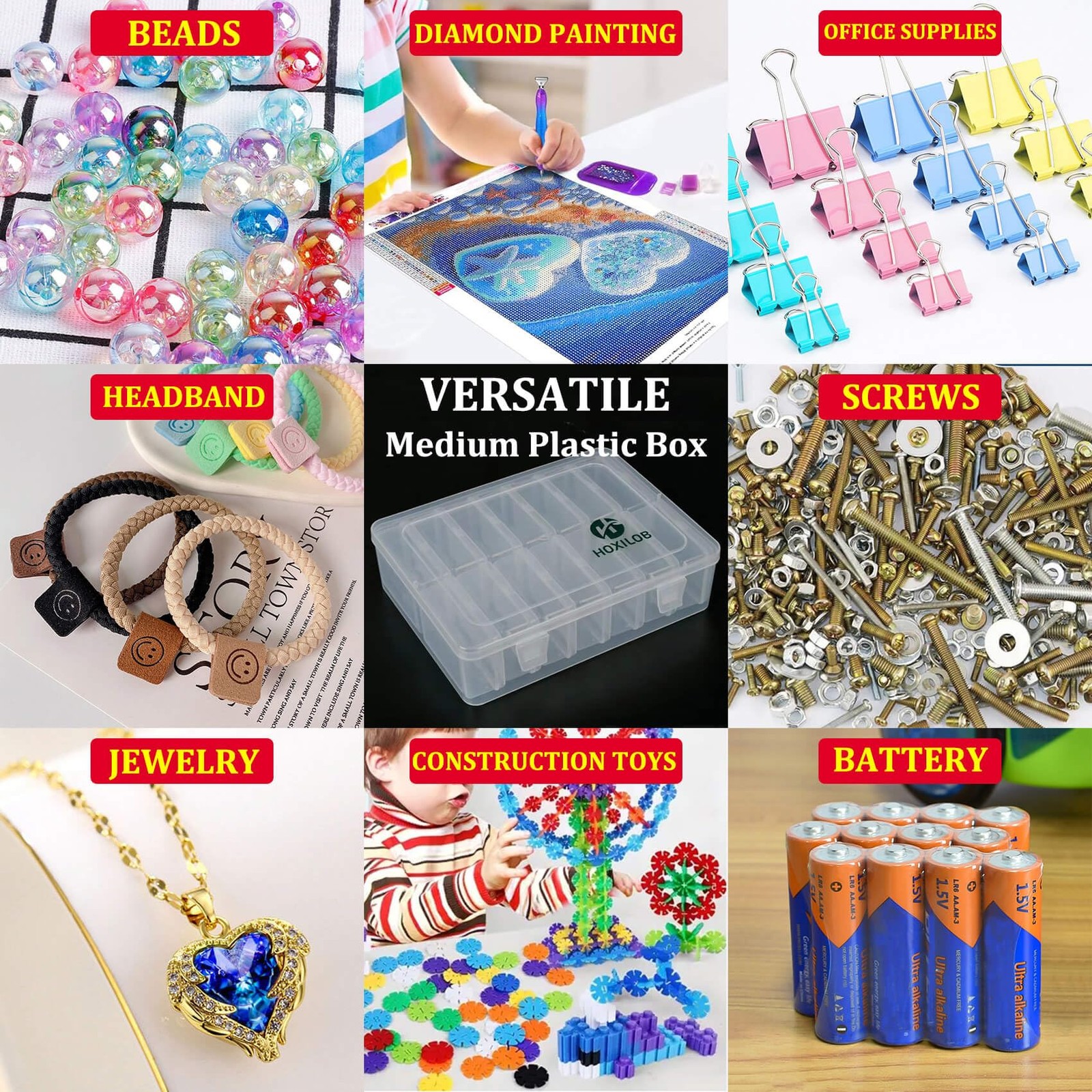 15pcs Bead Organizer Boxes, Medium 1 Pack 15 Pcs 3.1" x 2.2" x 1.2", Clear