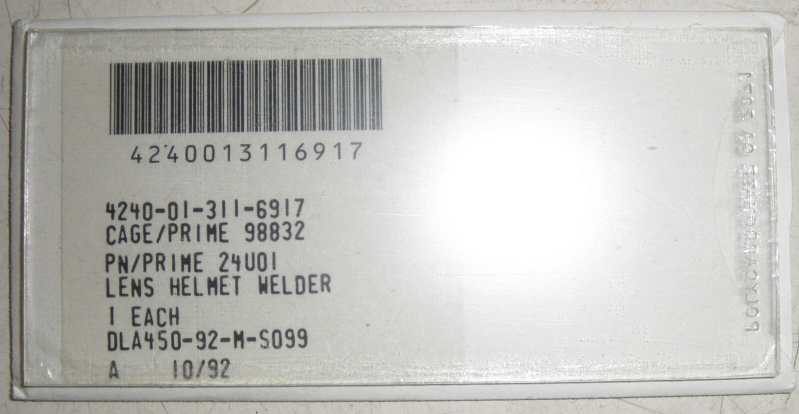 Box of 61 4240-01-311-6917 Welder Lens 2 x 4-1/4 Clear 2" x 4.25" ANSI Z87.1 ...