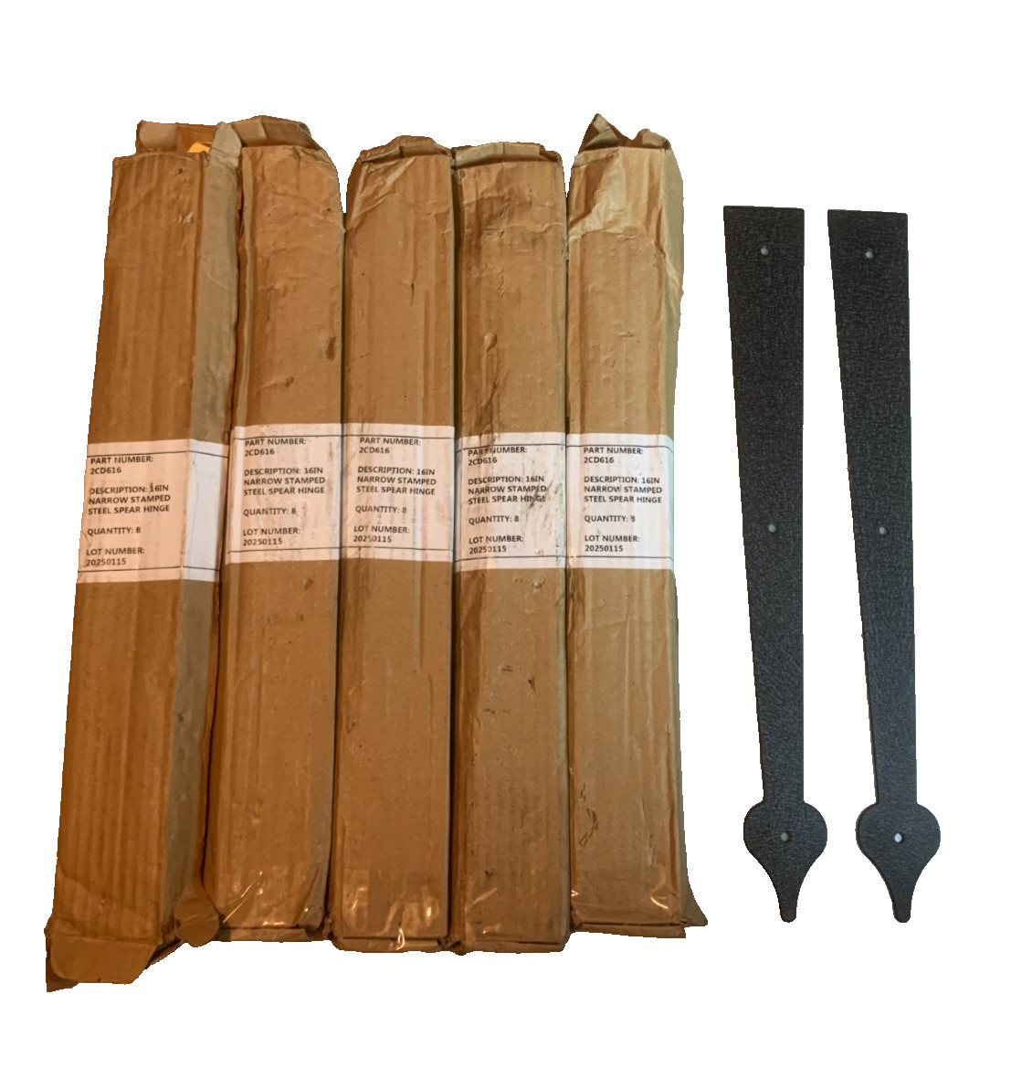 Lot of 40 - 16" Narrow Stamped Steel Spear Hinge 2CD616 Carriage House Style