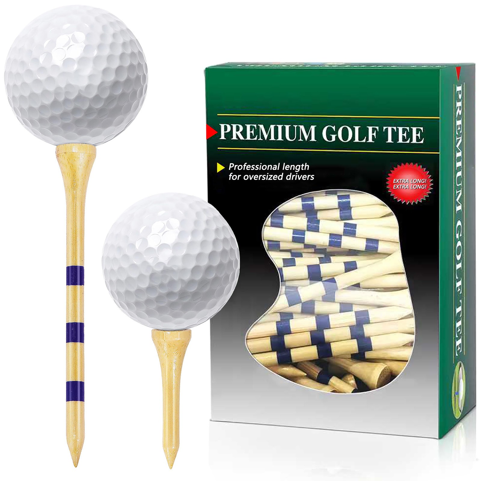 150 PCS Wooden Golf Tees Set, Natural Wooden with Black Band, 150 Count (120 ...