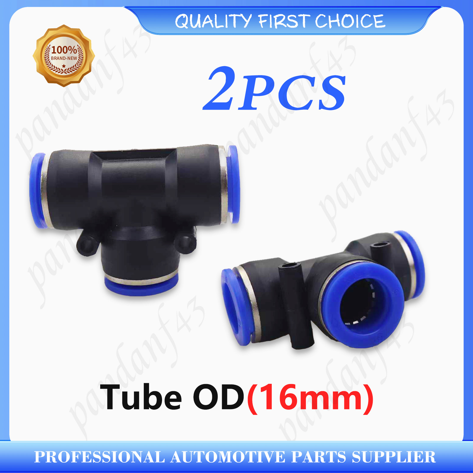 2pcs Push-In Pneumatic Tee Fitting: Union for 16mm OD Air Hoses & Tubes