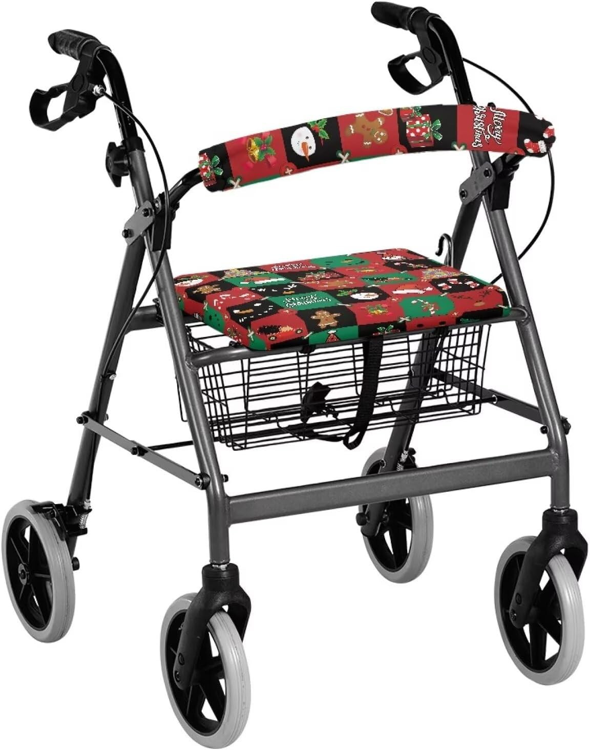 Christmas Rollator Walker Seat and Backrest Covers Red Green Plaid Walker Seat C