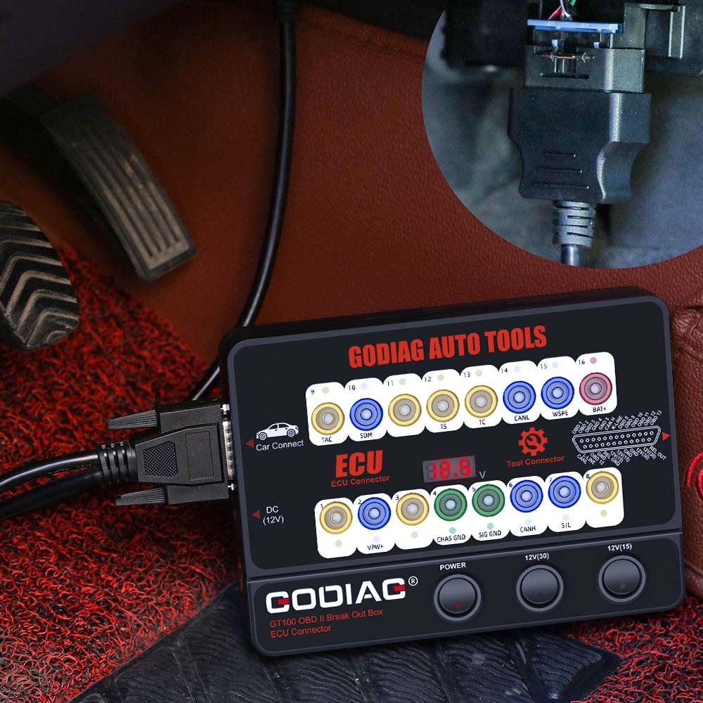 GODIAG GT100 Auto Tool OBD2 Break Out Box E-CU Connector OBD2 Protocol Detector