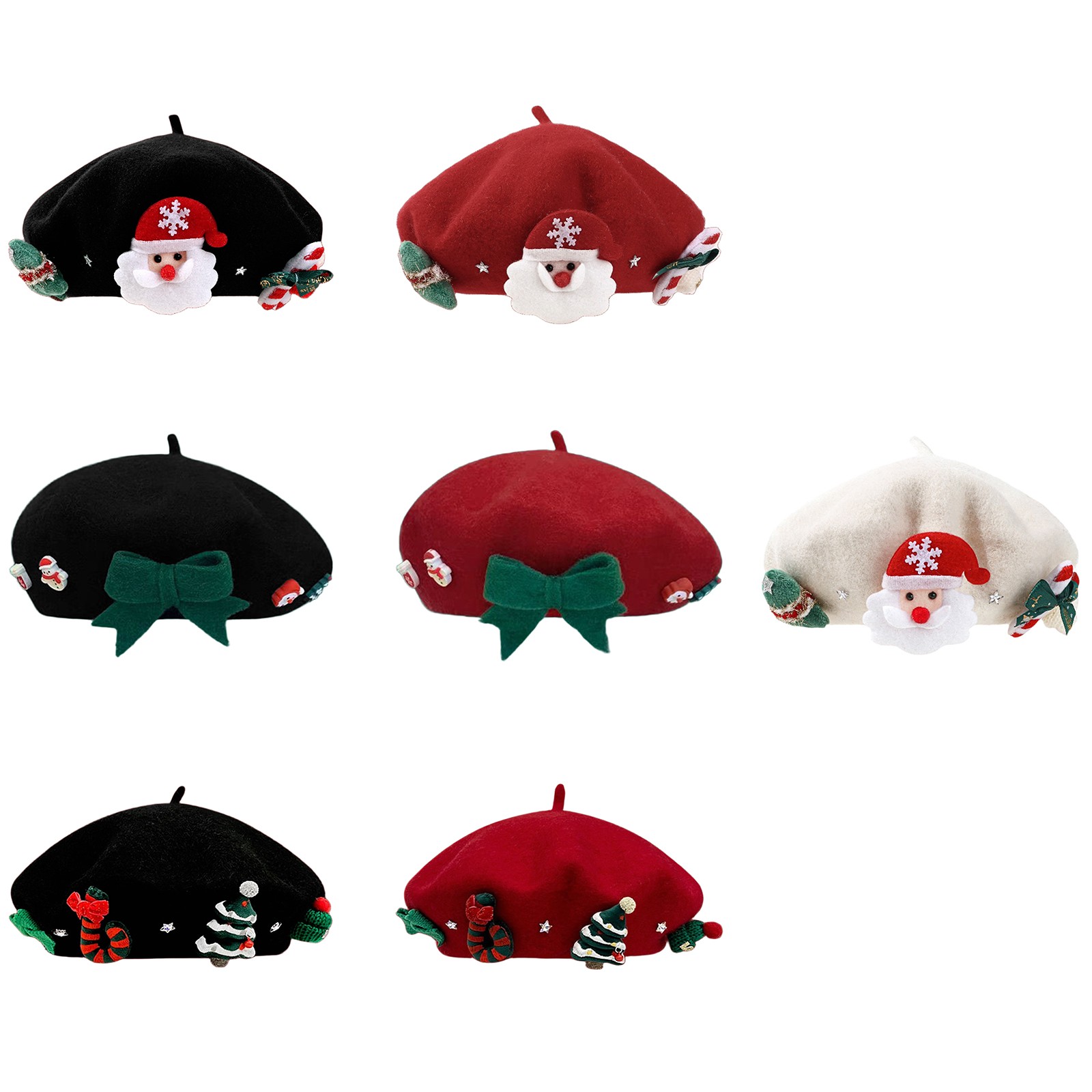 1Pc Christmas Wool Beret Hat French Beret Cap Christmas Headwear Cosplay Costume
