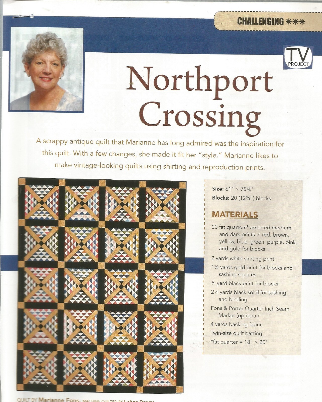 E0212  NORTHPORT CROSSING  QUILT  PATTERN/INSTRUCTIONS