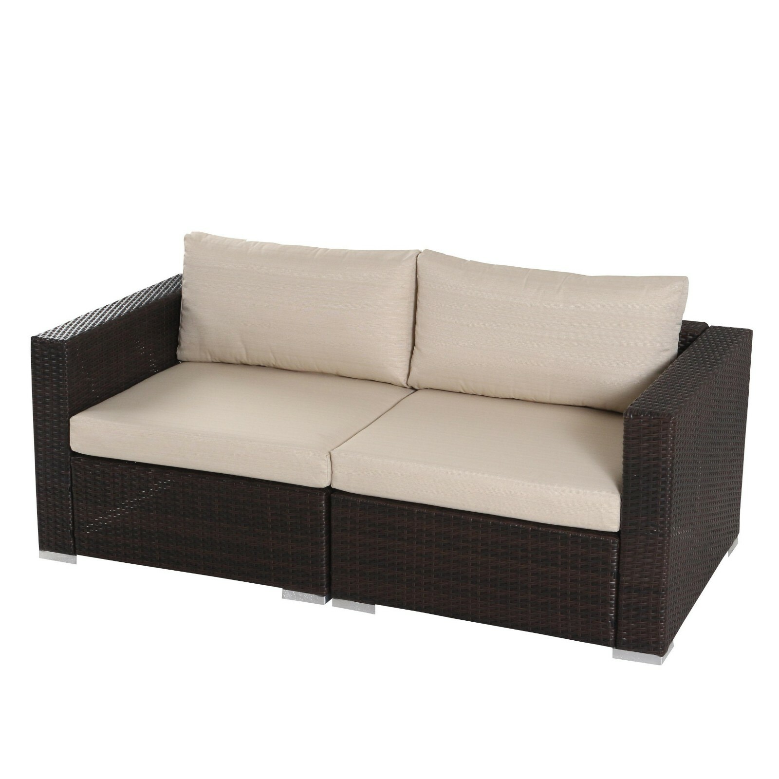 Francisco 5pc Outdoor Brown Wicker/Aluminum Seating Sectional Set w/ Cushions