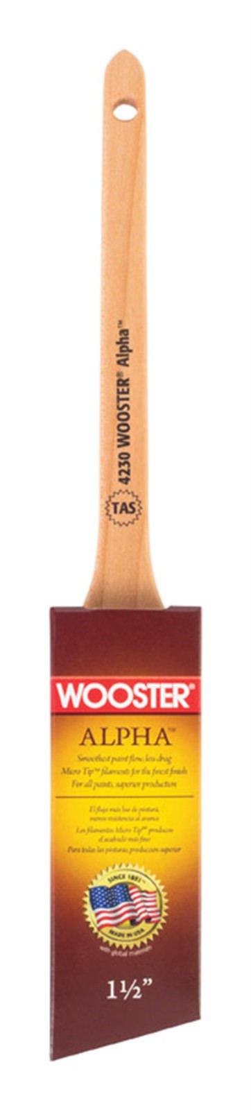 Wooster 4230-1 1/2 Wood Handle Synthetic Blend Angle Paint Brush 1-1/2 W in.
