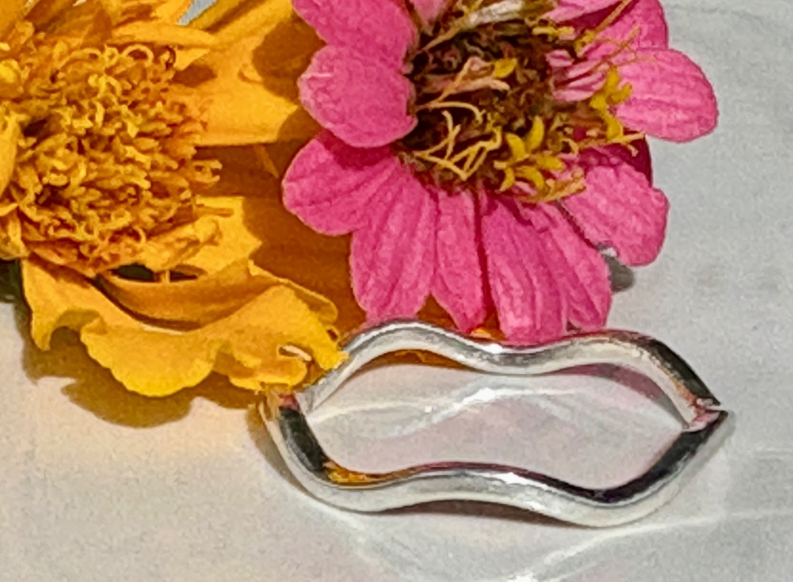 hand made fine silver 999. stacking Minimalist thin ring Big waves . 1 ring