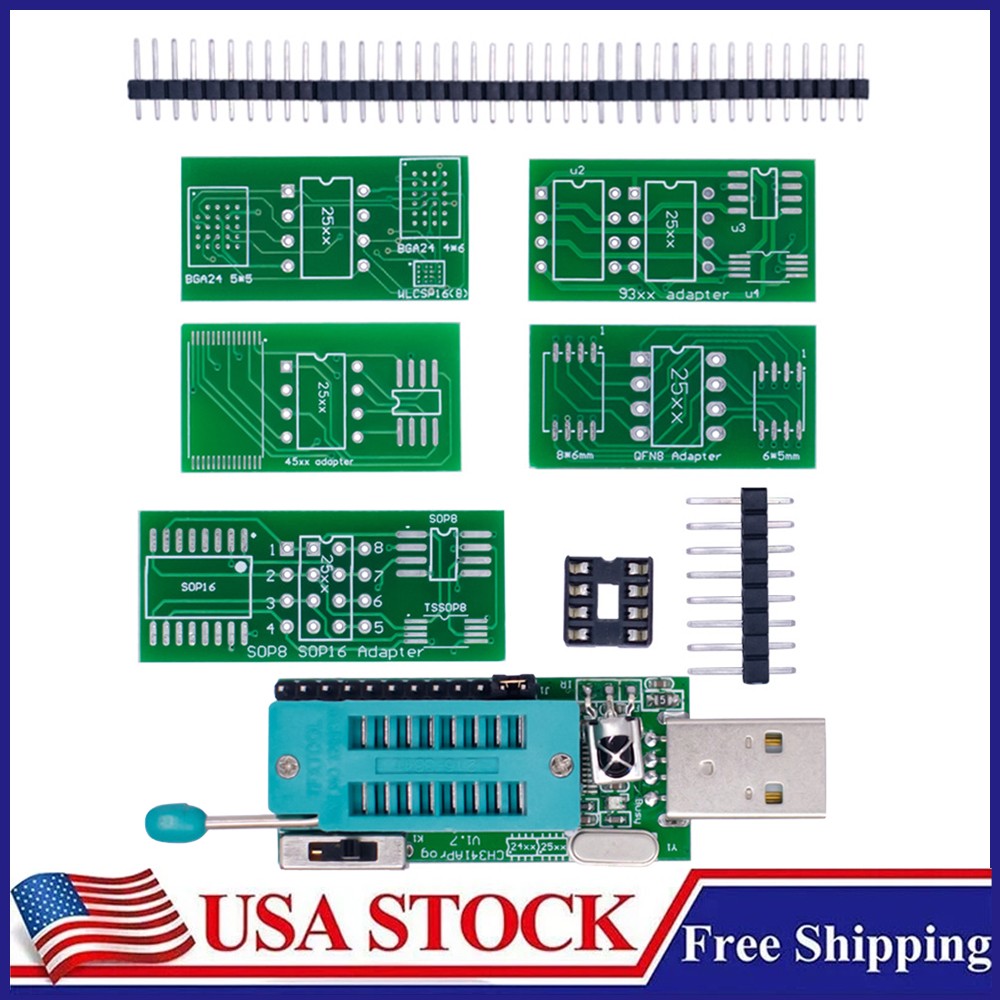 CH341A Programmer V1.7 1.8V Level Conversion W25Q64FW W25Q128FW GD25LQ64 USA
