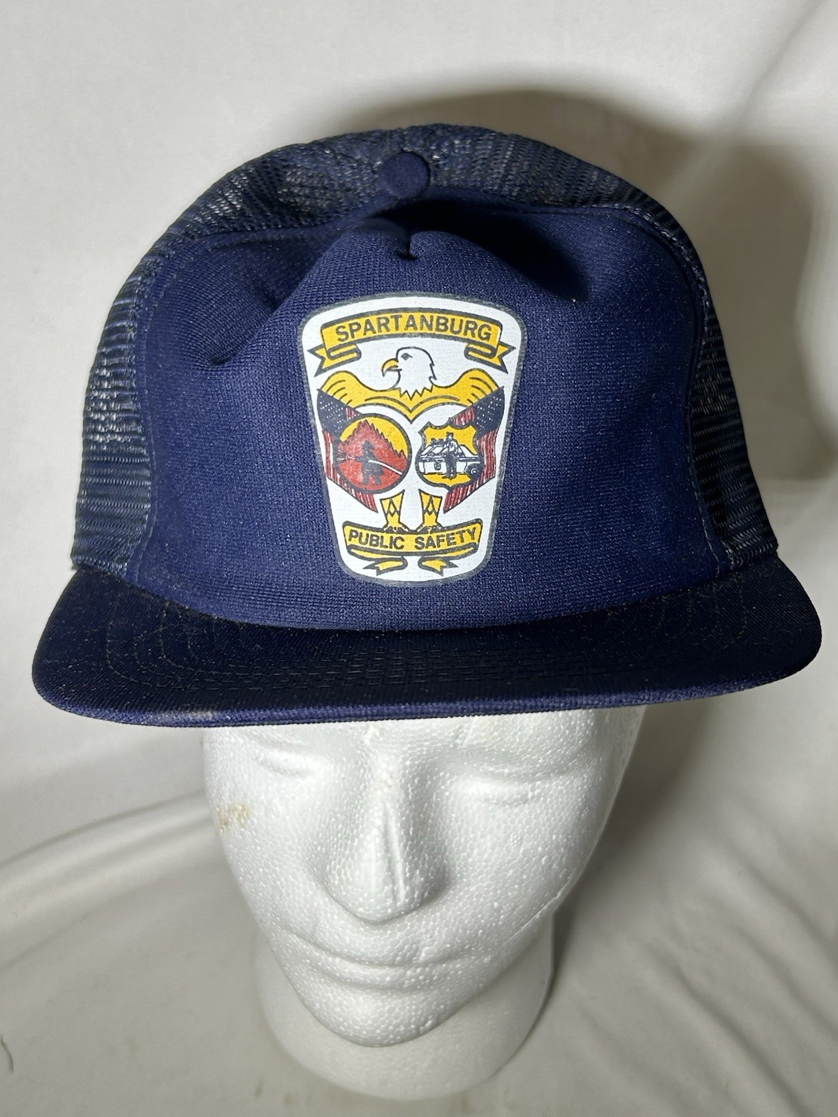 Vintage Spartanburg SC Public Safety & Fire Rescue Patch Hat Cap Mesh Snapback
