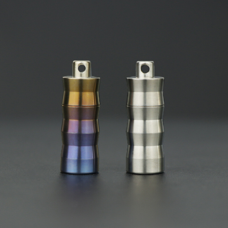 Titanium Pill Case Container Portable Waterproof Box Key Chain EDC Pendant Gifts