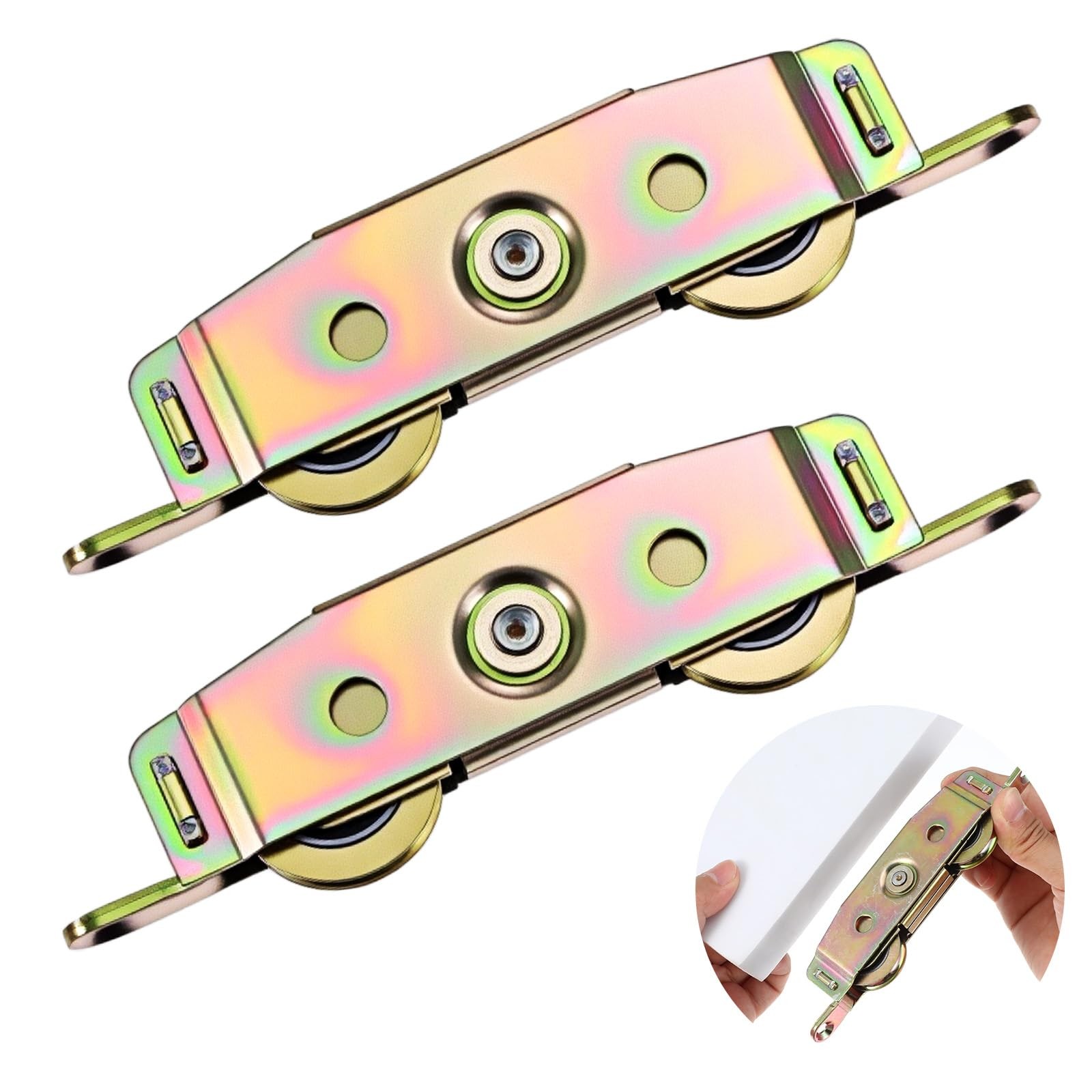 2 Pack Heavy-Duty Sliding Glass Door Rollers - Zinc Plated Iron Patio Gold