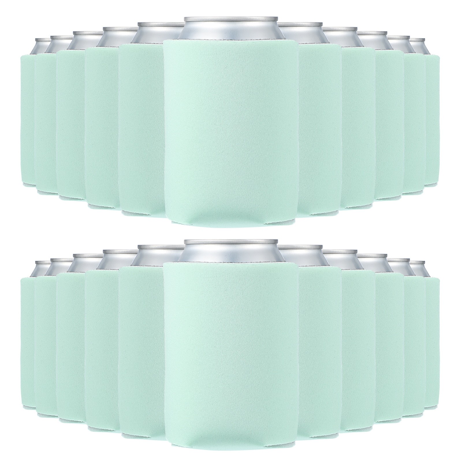 100Pcs 10oz Blank Beer Can Cooler Sleeves Collapsible Soda Bottles Mint Green