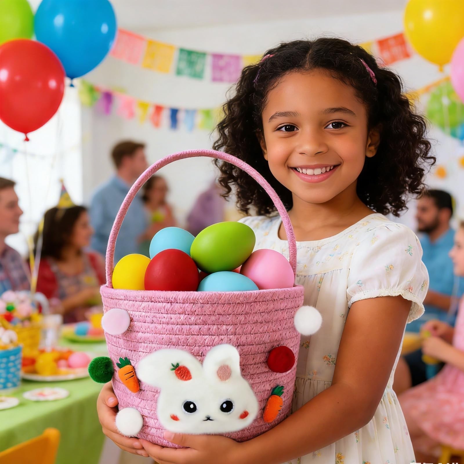 Easter Bunny Baskets for , Baby Easter Empty Egg Basket with Handle, Woven Ro...