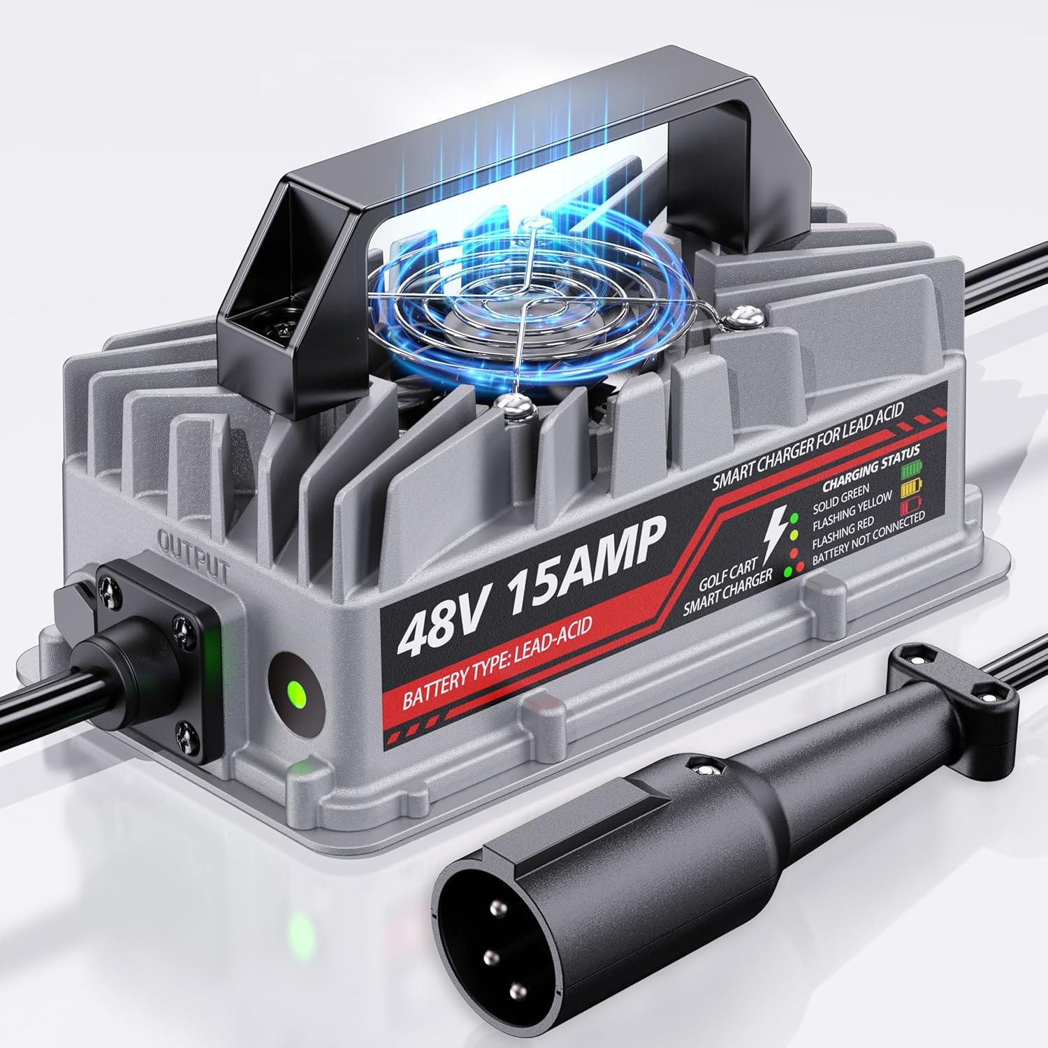 15 Amp 48 Volt Golf Cart Battery Charger for Club Car Precedent & DS - 3-Pin rou