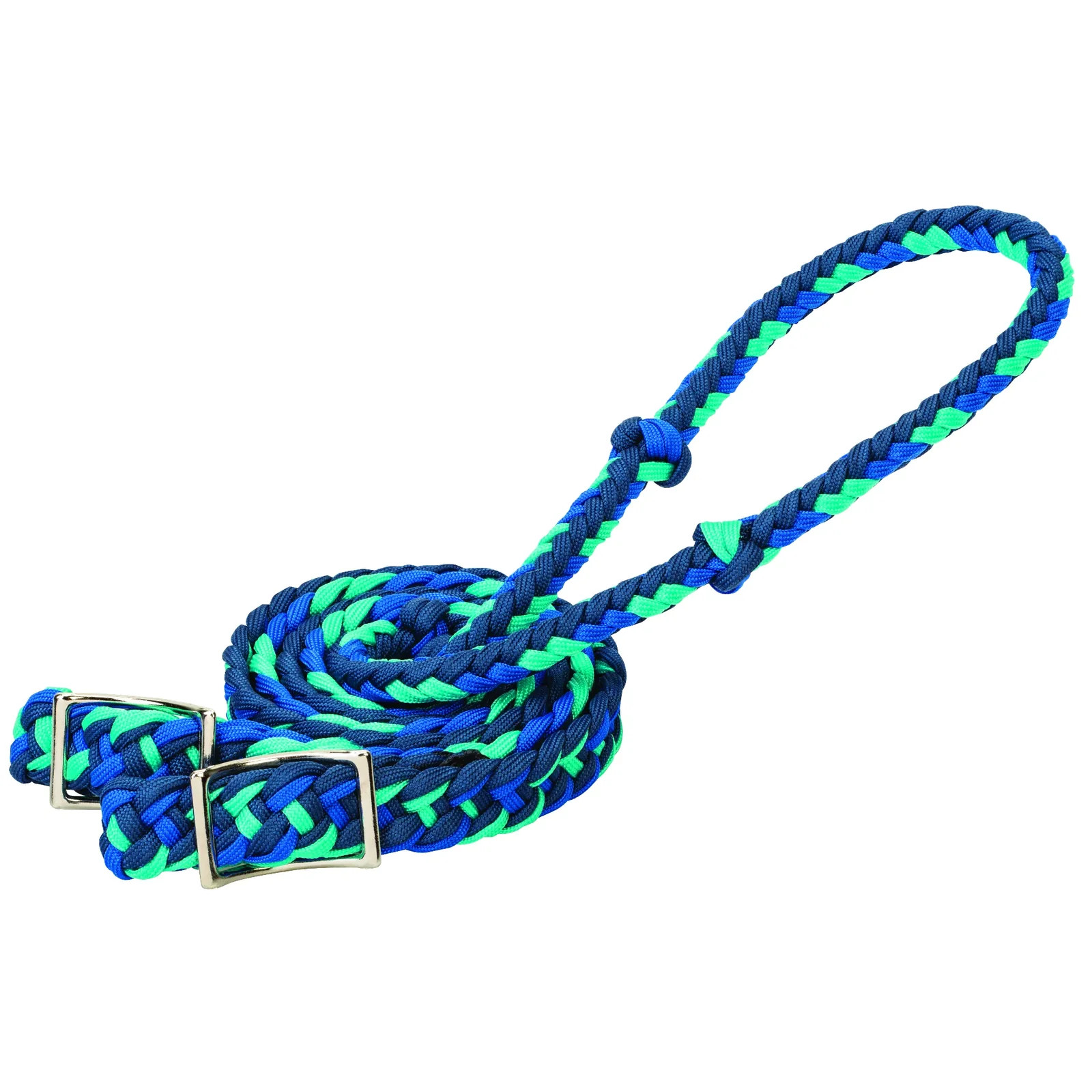 Weaver Leather Braided Nylon Barrel Reins - Navy/Royal/Turquoise - 1/2” x 8'