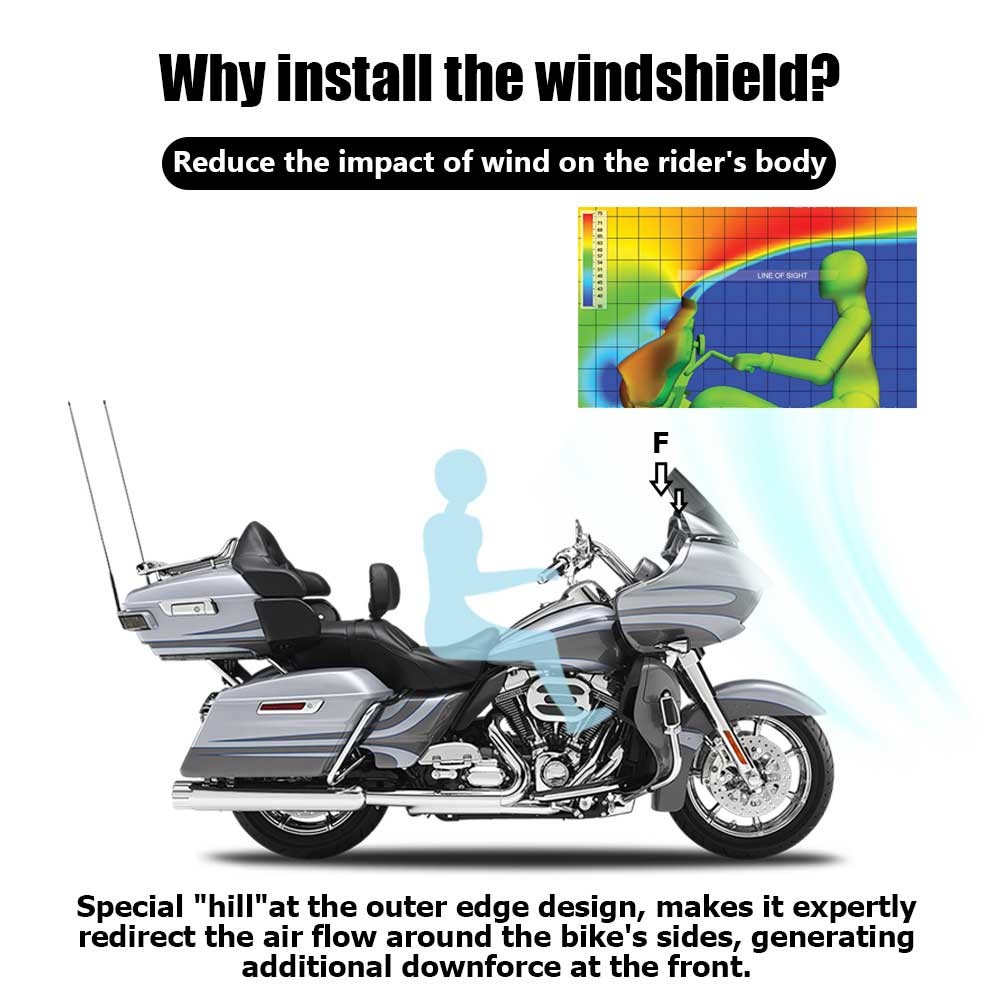 Black Wave Windshield Windscreen For Harley Road Glide FLTR FLTRX 15-2022 Black