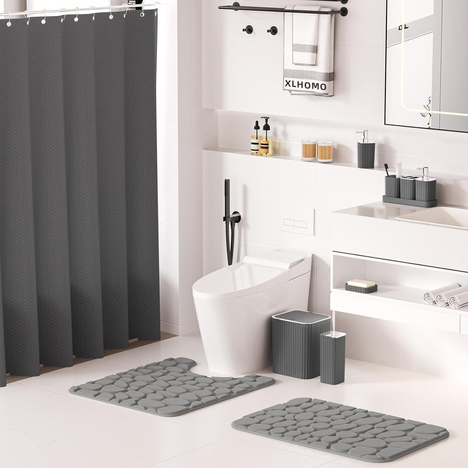Bathroom Accessories Set- 25PC Grey Bathroom Set, Bathroom Set with。