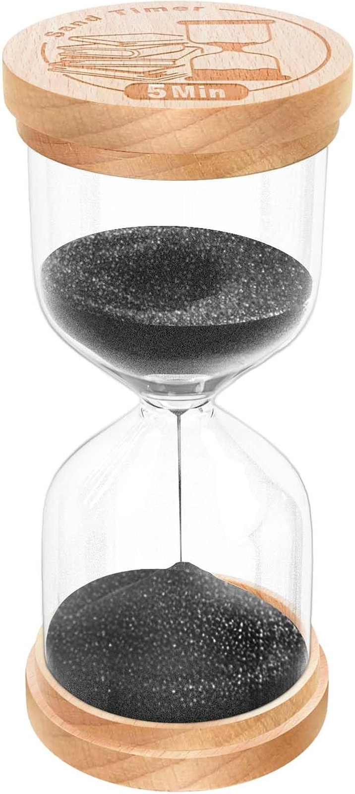 5 Minute Sand Timer, Wooden Hourglass Sand Clock, Small Wood Black 5 Min Hour Gl