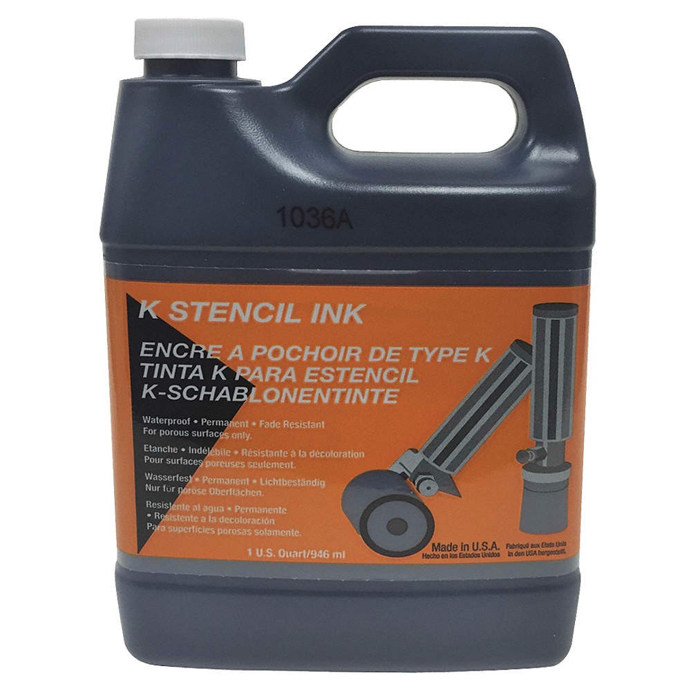 MARSH K-BK-Q Stencil Ink,Jug,Black,1 qt. 5A136