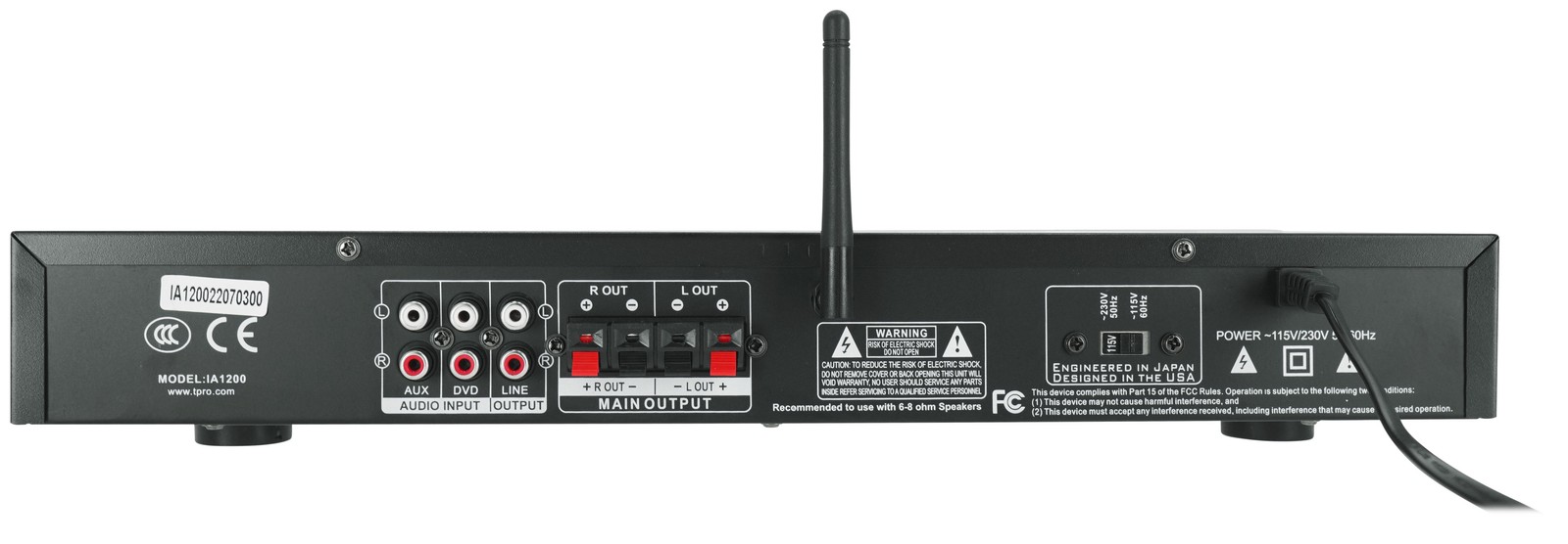 Technical Pro IA1200 Pro Integrated Amplifier w/ 2) Mic inputs+USB/SD/AUX/RCA