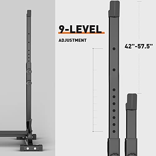 Elevens Squat Rack Stand Adjustable Bench Press Barbell Rack Stand - Black