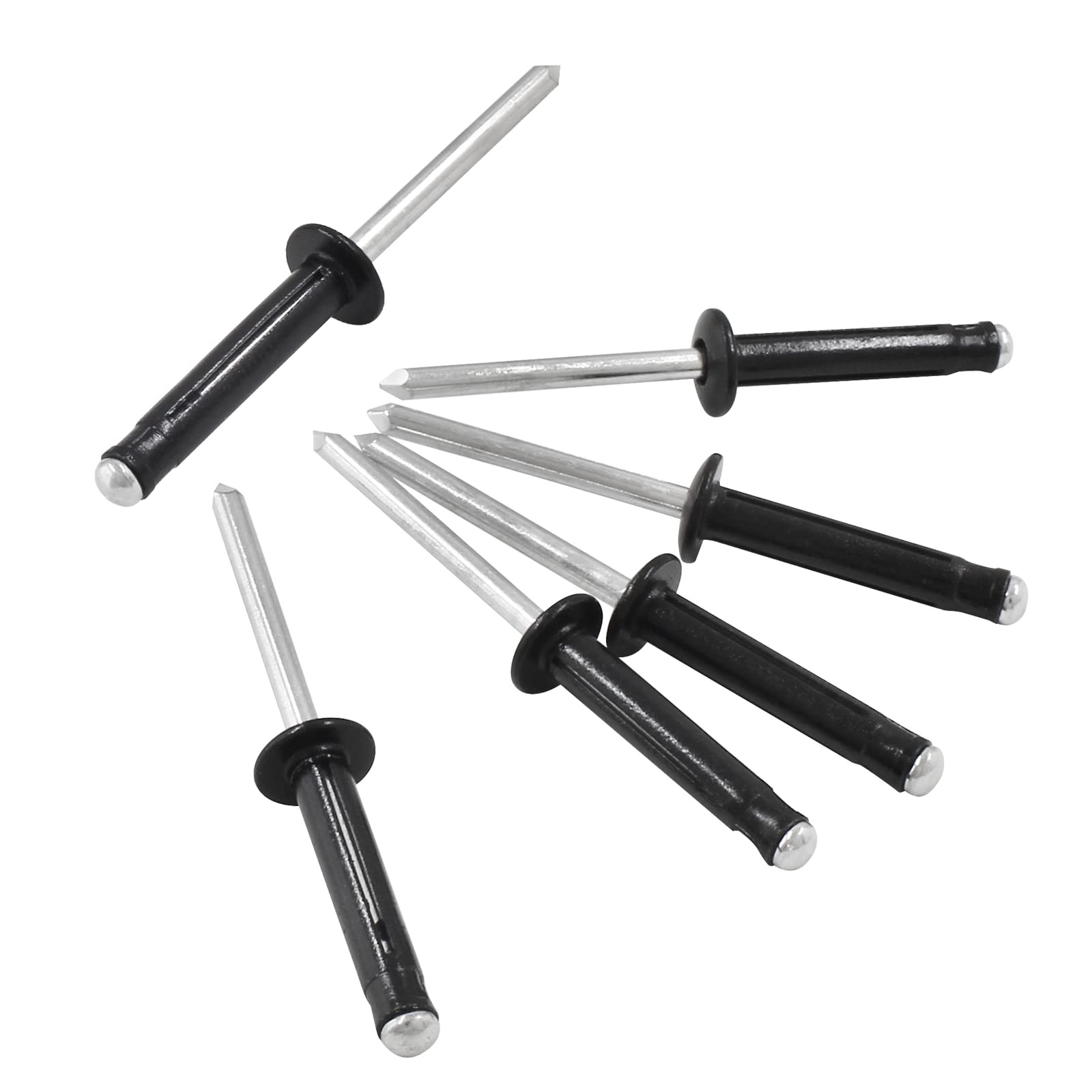 60 Pcs 3/16" x 1" Tri-Fold Exploding Pop Rivets, x 1", Black